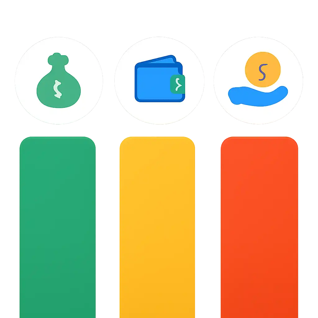 Infographic comparing options using coloured bars and, Deposits, Withdrawals and Payouts, Tiranga