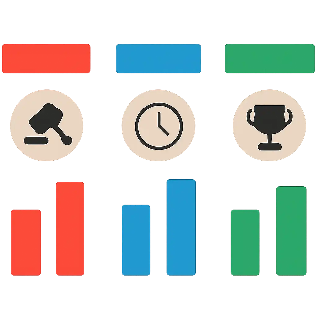 Infographic comparing options using coloured bars and, tiranga: Rules, Timings and Results