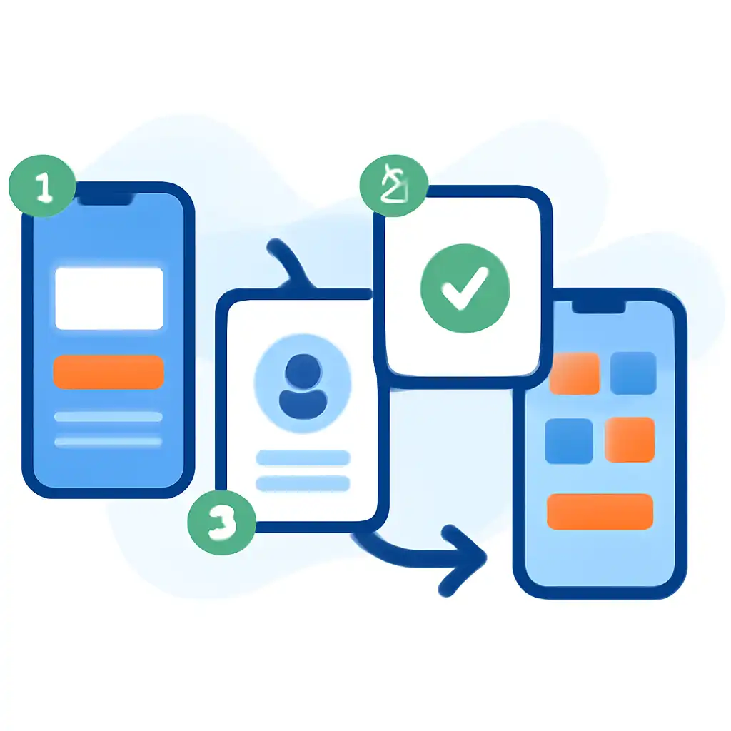 Annotated step diagram: your first session process with numbered callouts, Tiranga
