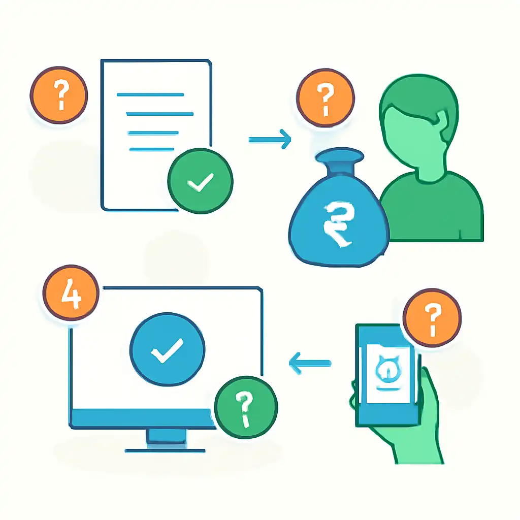 Annotated step diagram: payout timings process with numbered callouts, Tiranga